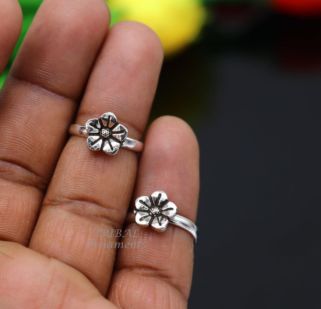 925 sterling silver amazing flower design handmade toe ring, toe band stylish modern women's brides jewelry, india traditional jewelry ytr49 - TRIBAL ORNAMENTS