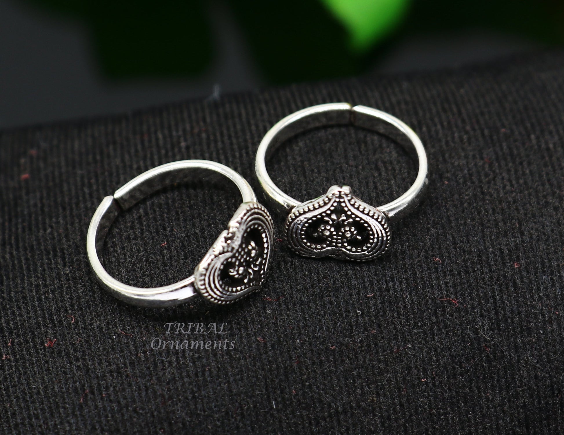 925 sterling silver gorgeous heart design handmade toe ring, toe band stylish women's brides jewelry, india traditional jewelry ytr51 - TRIBAL ORNAMENTS