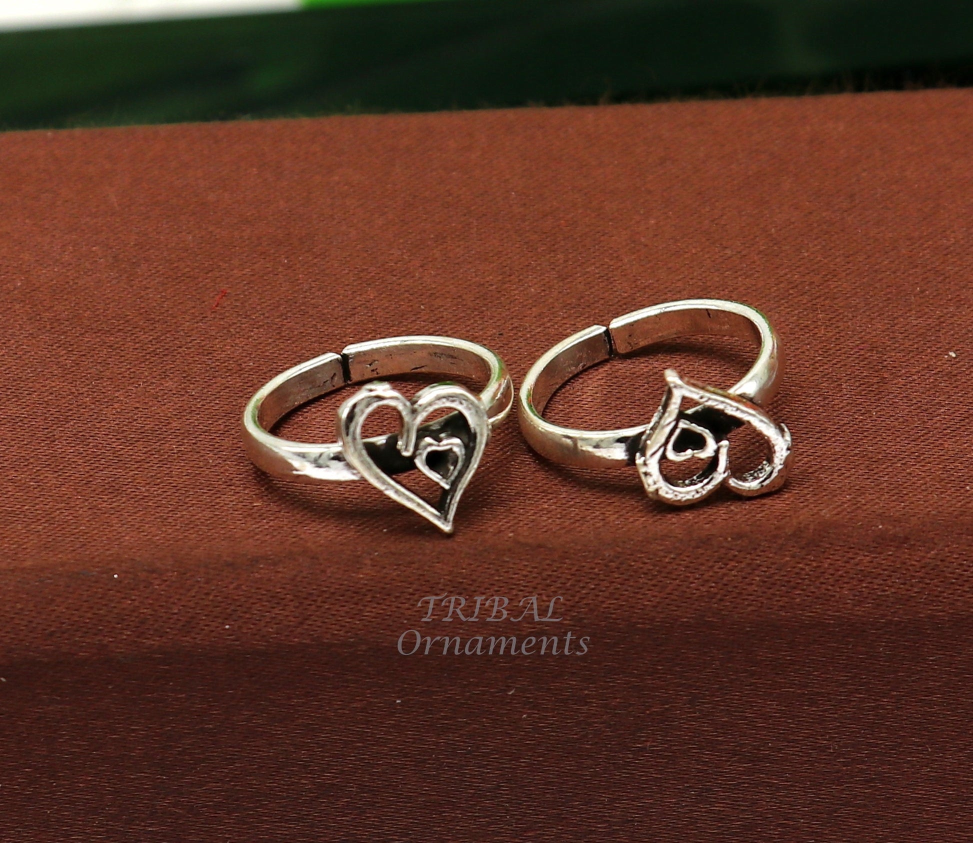 925 sterling silver gorgeous heart design handmade toe ring, toe band stylish women's brides jewelry, india traditional jewelry ytr52 - TRIBAL ORNAMENTS