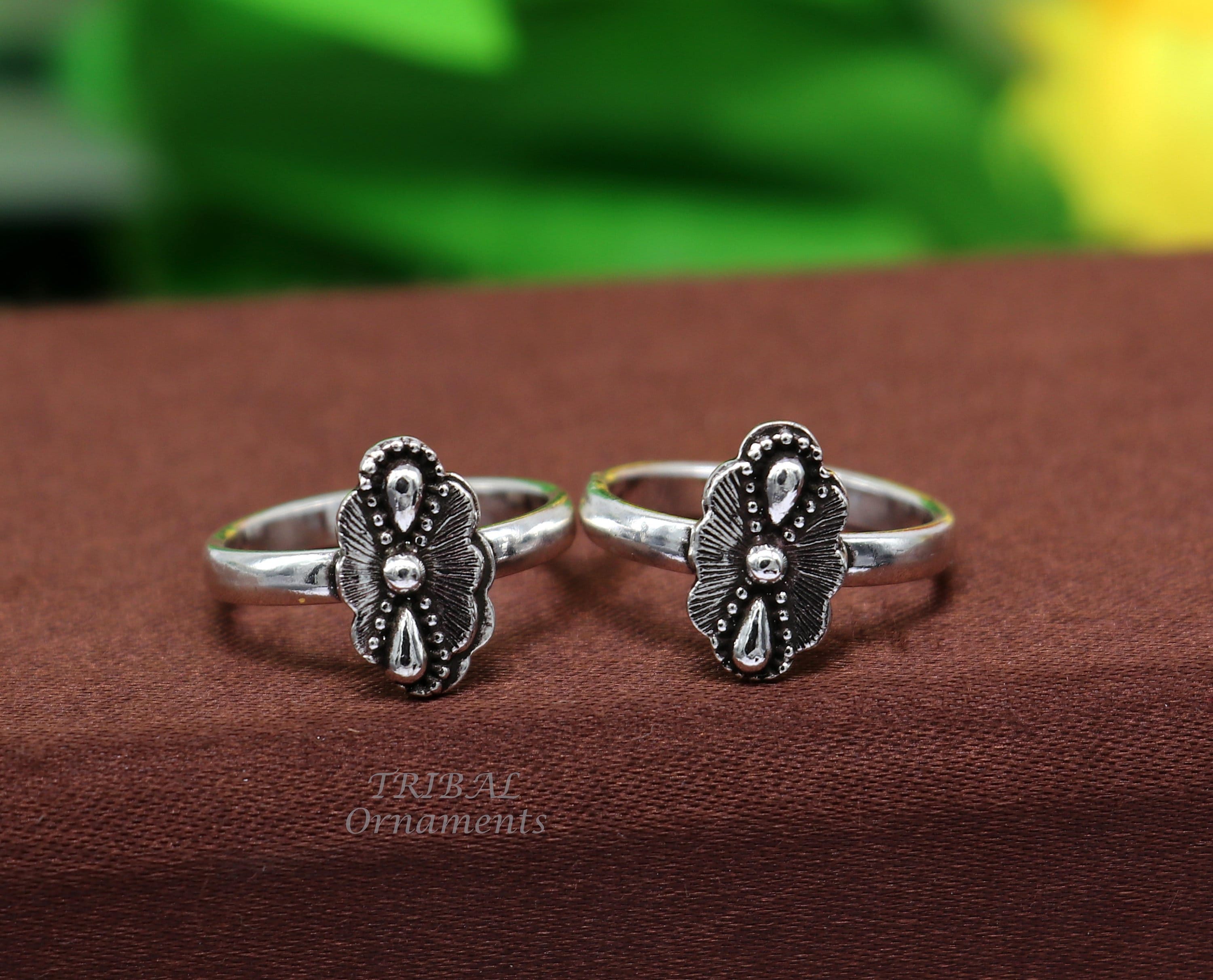 925 Sterling Silver Beautiful Designer Toe Ring Pair