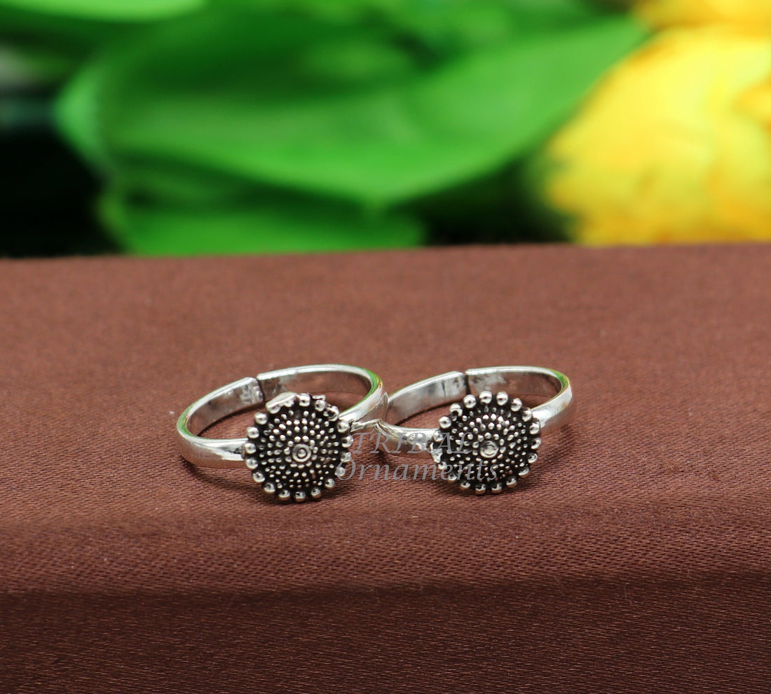 925 sterling silver handmade fabulous flower design toe ring band tribal belly dance vintage style ethnic tribal brides jewelry ytr64 - TRIBAL ORNAMENTS