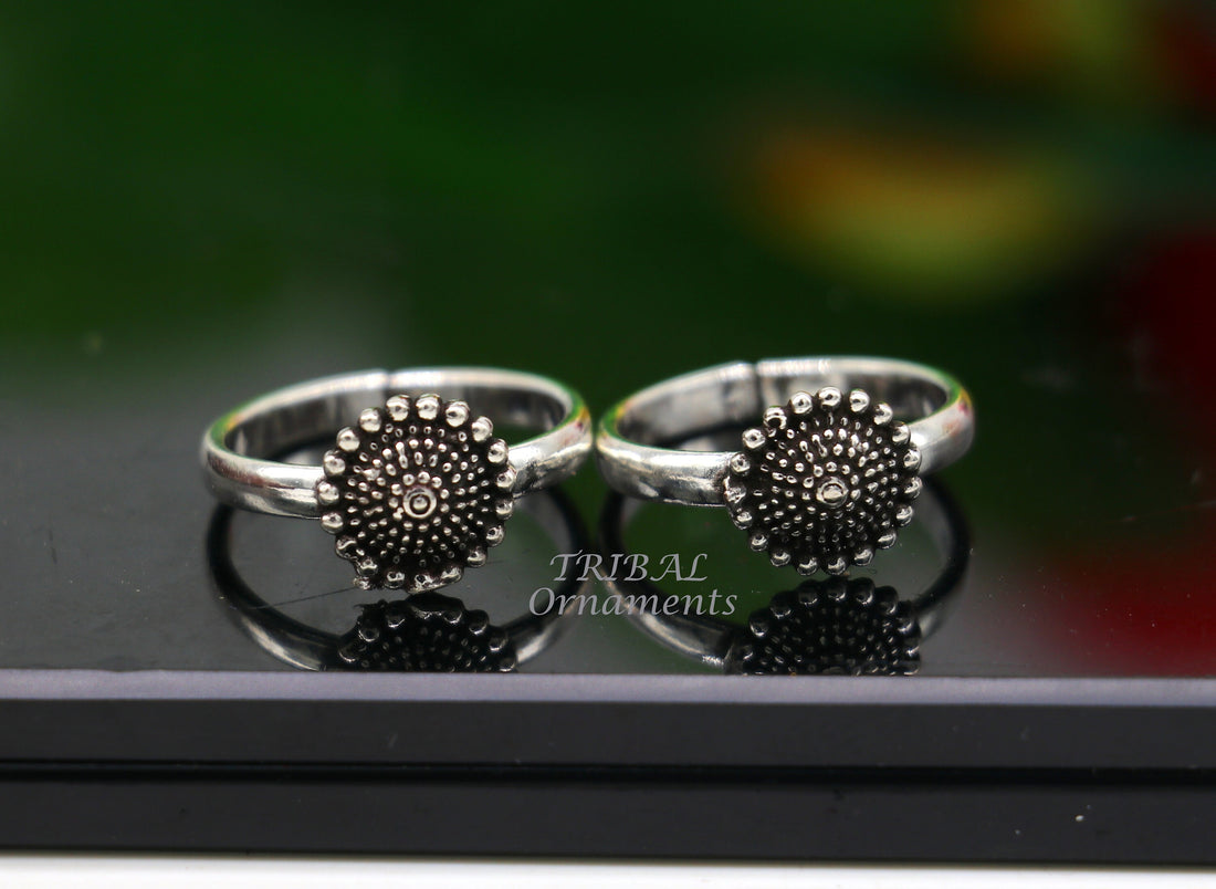 925 sterling silver handmade fabulous flower design toe ring band tribal belly dance vintage style ethnic tribal brides jewelry ytr64 - TRIBAL ORNAMENTS