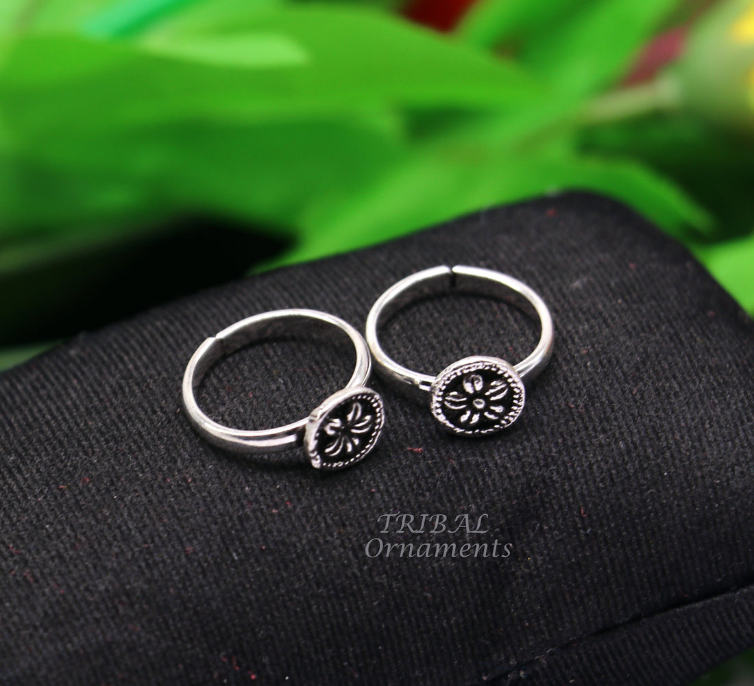 Sterling Silver Antiqued Sun Toe Ring