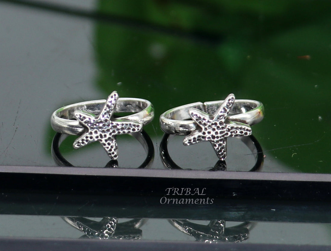 Stare design vintage style handmade 925 sterling silver adjustable toe ring band for brides or girl's best personalized jewelry ytr76 - TRIBAL ORNAMENTS