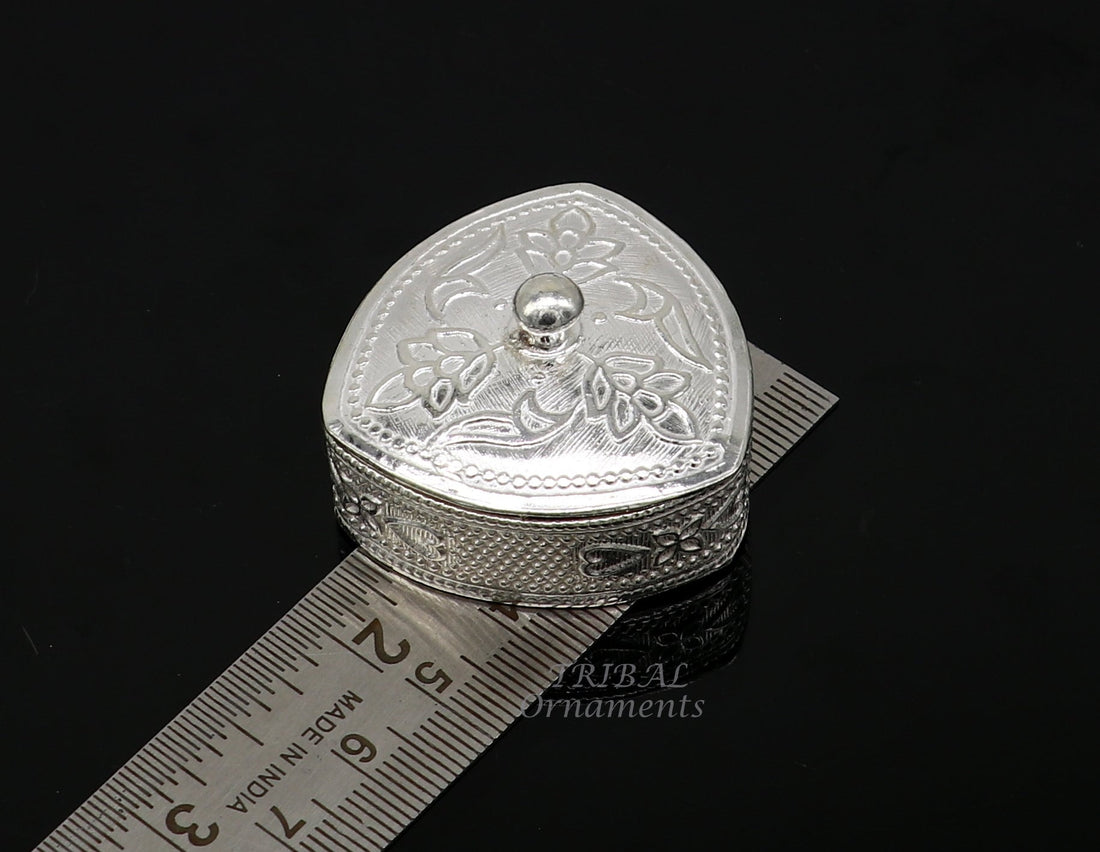 925 sterling silver trinket box, kajal box/casket box bridal polygon shape sindur box collection, container box, eyeliner box gifting stb399 - TRIBAL ORNAMENTS