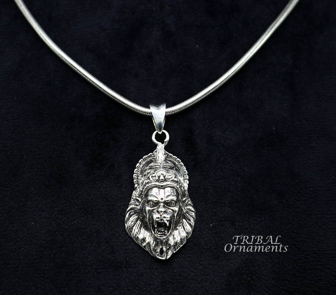 925 fine pure silver idol God Vishnu Narsimha pendant, stylish customized pendant, best gifting locket oxidized pendant necklace nsp551 - TRIBAL ORNAMENTS