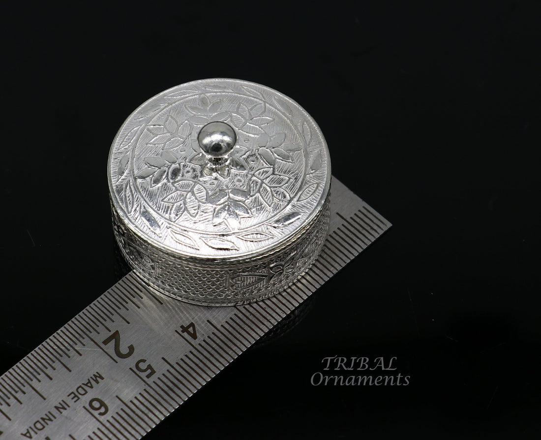 925 sterling silver unique antique design handmade brides eyes kajal box, surma box, kumkum sindur box, small trinket box article stb403 - TRIBAL ORNAMENTS