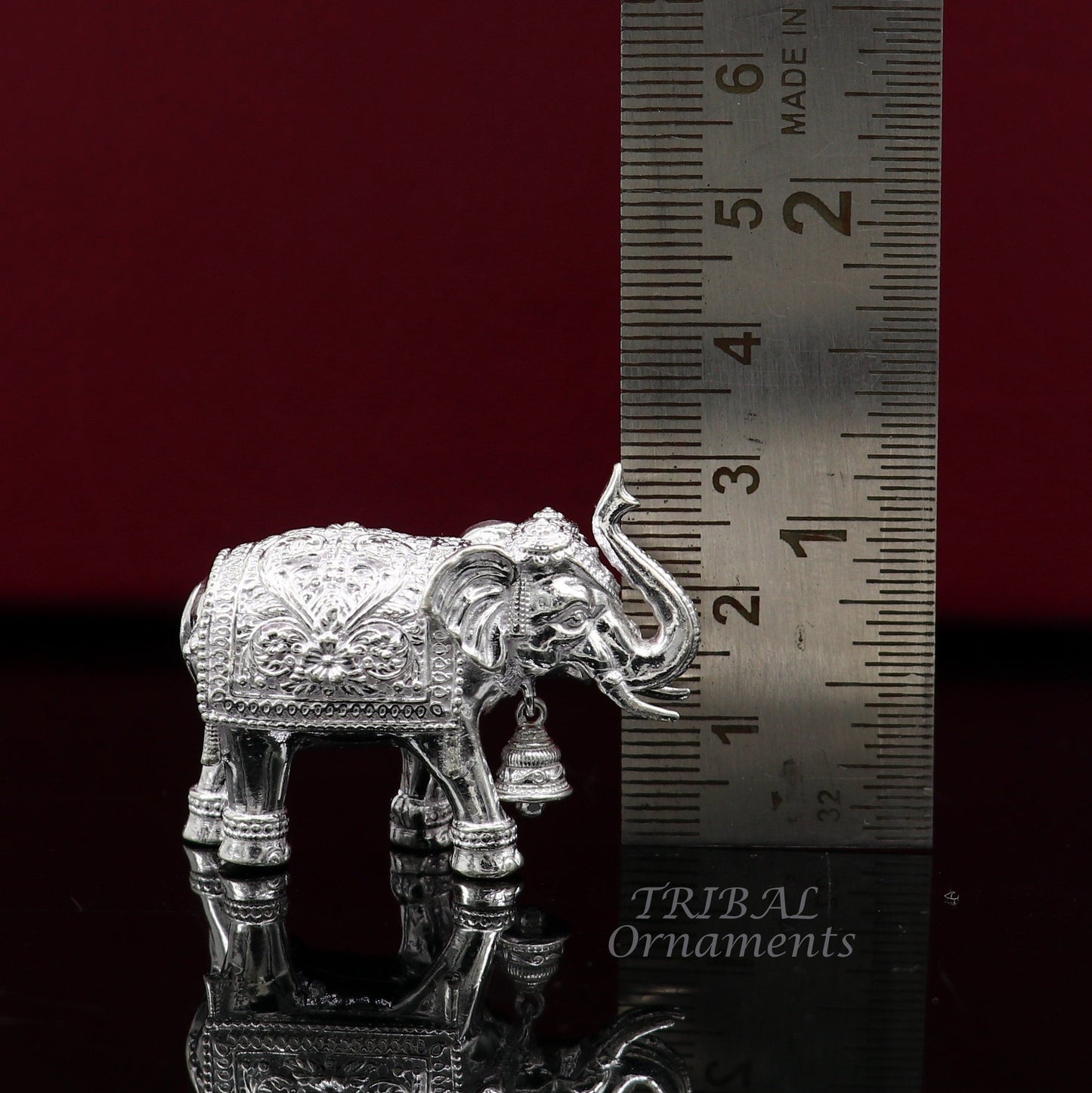 Pure 925 Sterling silver Kandrai work Nakshi design customized Elephant statue, puja article figurine, home décorDiwali puja gift art568 - TRIBAL ORNAMENTS