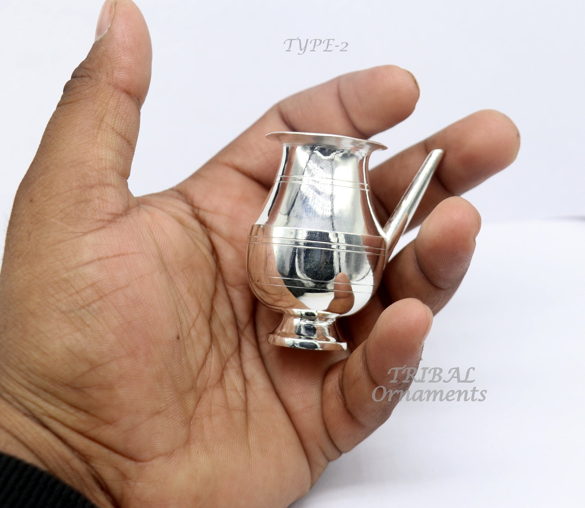 925 sterling silver handmade plain small Nozal Kalash, unique silver puja article, water or milk shiva Abhishek kalash pot india sv268 - TRIBAL ORNAMENTS