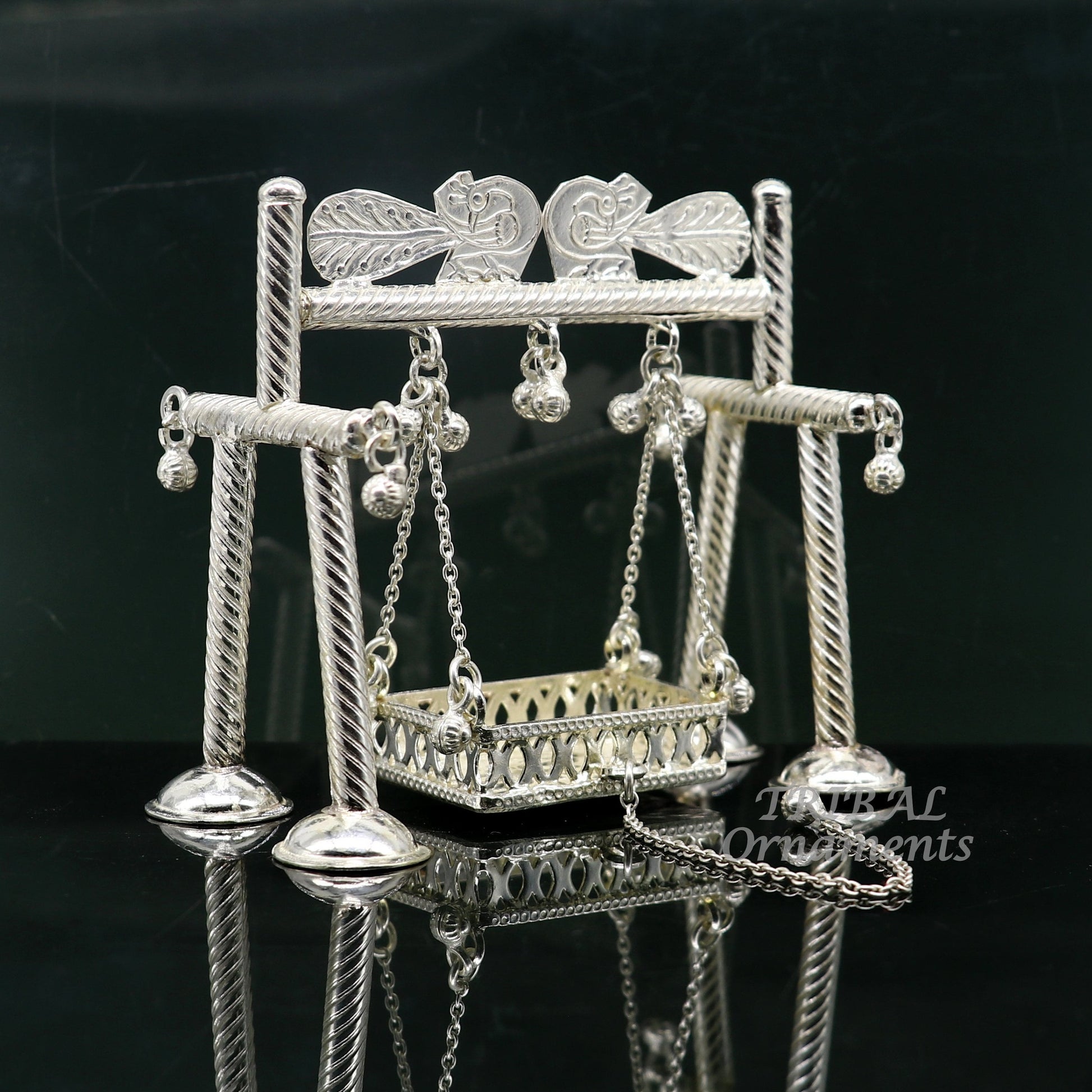 925 Sterling silver handmade Bal Gopala jhula, little Krishna swing, child krishan palana, silver jhula, laddu gopal jhula, silver art su928 - TRIBAL ORNAMENTS