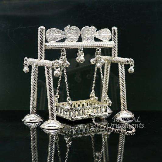 925 Sterling silver handmade Bal Gopala jhula, little Krishna swing, child krishan palana, silver jhula, laddu gopal jhula, silver art su928 - TRIBAL ORNAMENTS