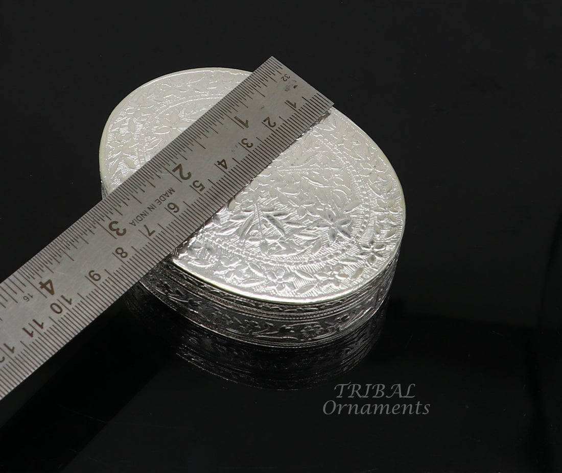 925 silver handmade trinket box, brides powder box or dry fruit box. pills candy box luxury gifting ideas or unique collection stb408 - TRIBAL ORNAMENTS