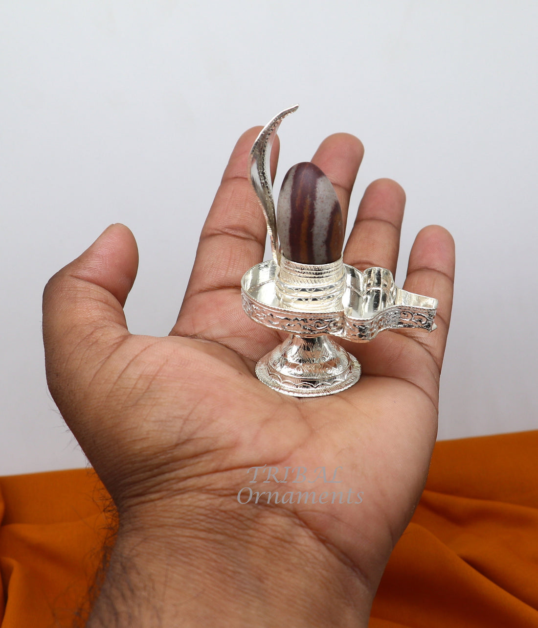 925 Sterling silver Lord Shiva Lingam stand/ Jalheri, use for put/hold Shiva Lingam handmade puja article su966 - TRIBAL ORNAMENTS