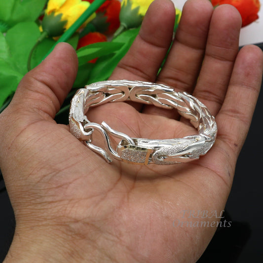 925 Solid Sterling silver handmade vintage style bangle bracelet kada tribal jewelry best for men's gifting silver articles nsk553 - TRIBAL ORNAMENTS