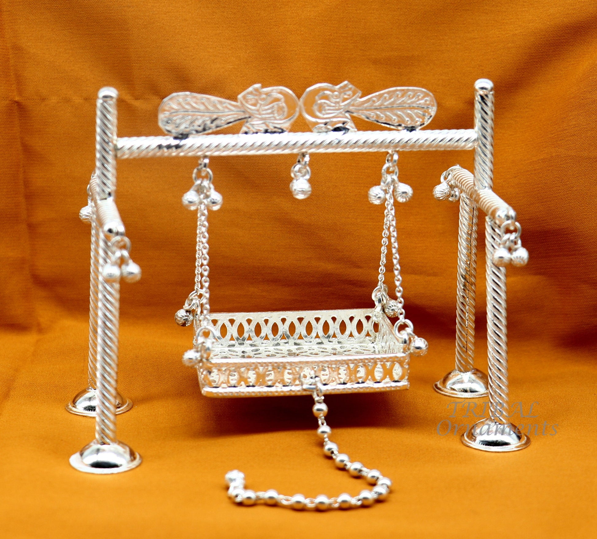 925 Sterling silver handmade Bal Gopala jhula, little Krishna swing, child krishan palana, silver jhula, laddu gopal jhula, silver art su942 - TRIBAL ORNAMENTS