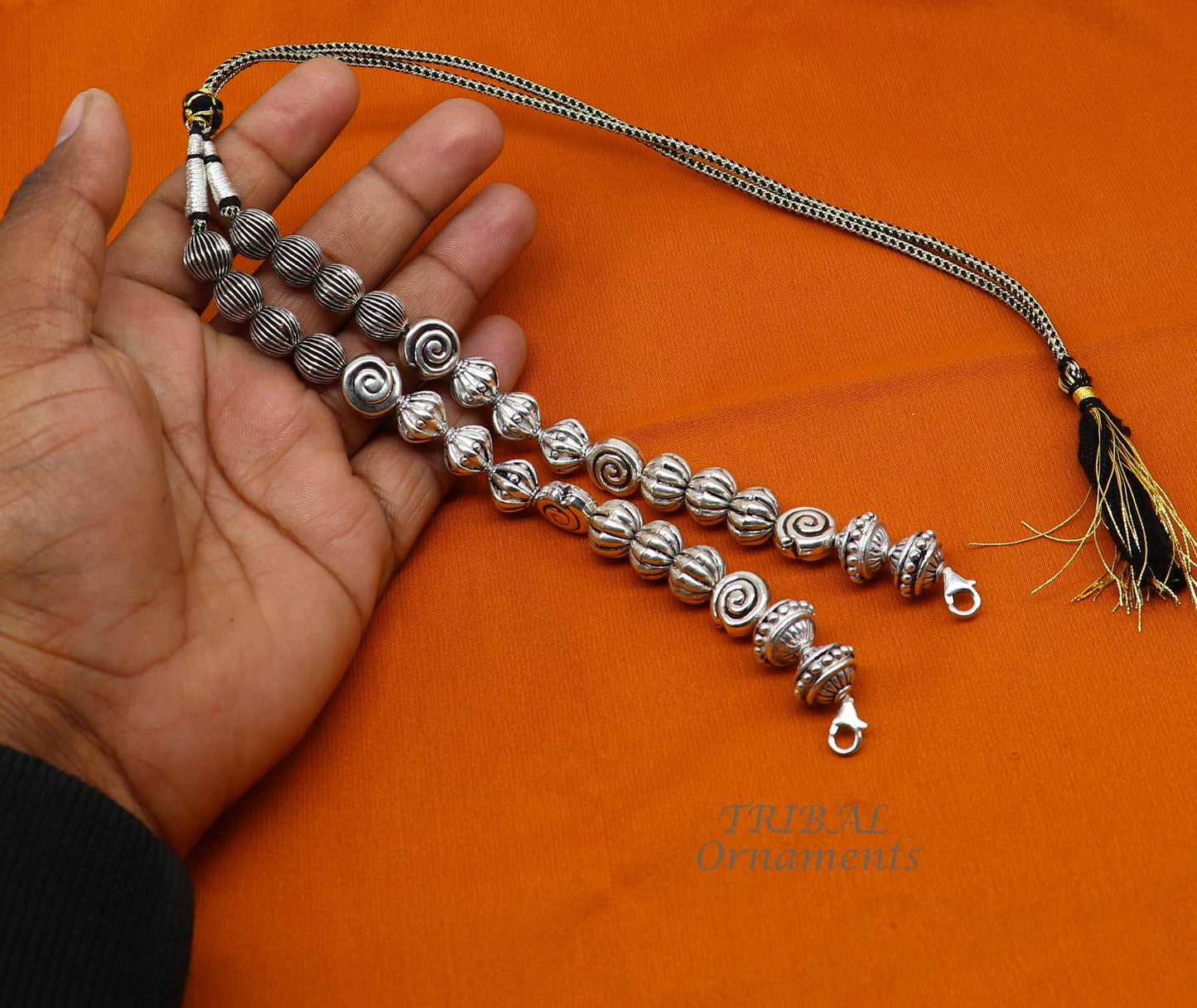 925 sterling silver handmade vintage style beaded adjustable necklace string for pendant or Mangalsutra customized ethnic jewelry set499 - TRIBAL ORNAMENTS