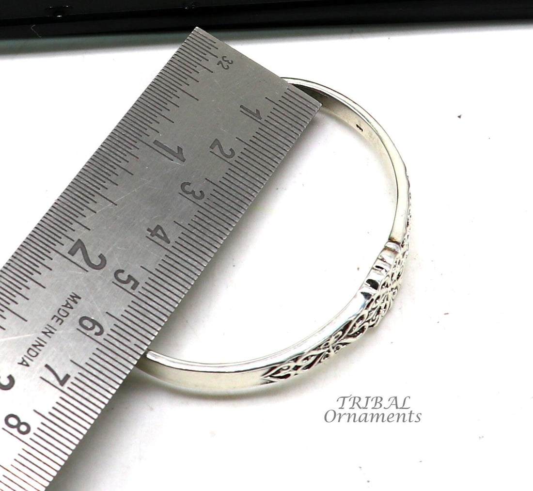 925 sterling silver vintage antique design handmade adjustable bangle bracelet kada customized unisex jewelry cuff140 - TRIBAL ORNAMENTS