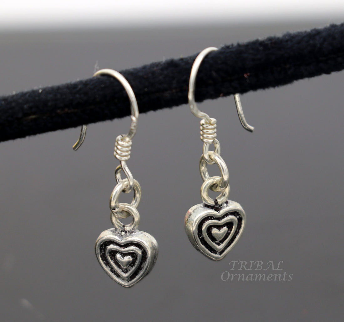 925 sterling silver handmade hook earrings, fabulous hanging pretty bells drop dangle earrings tribal ethnic jewelry from India s1089 - TRIBAL ORNAMENTS