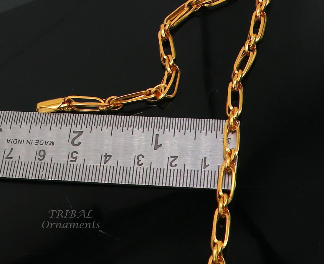 22k yellow gold handmade fabulous link chain necklace excellent gold chain certified best gifting unisex jewelry ch571 - TRIBAL ORNAMENTS