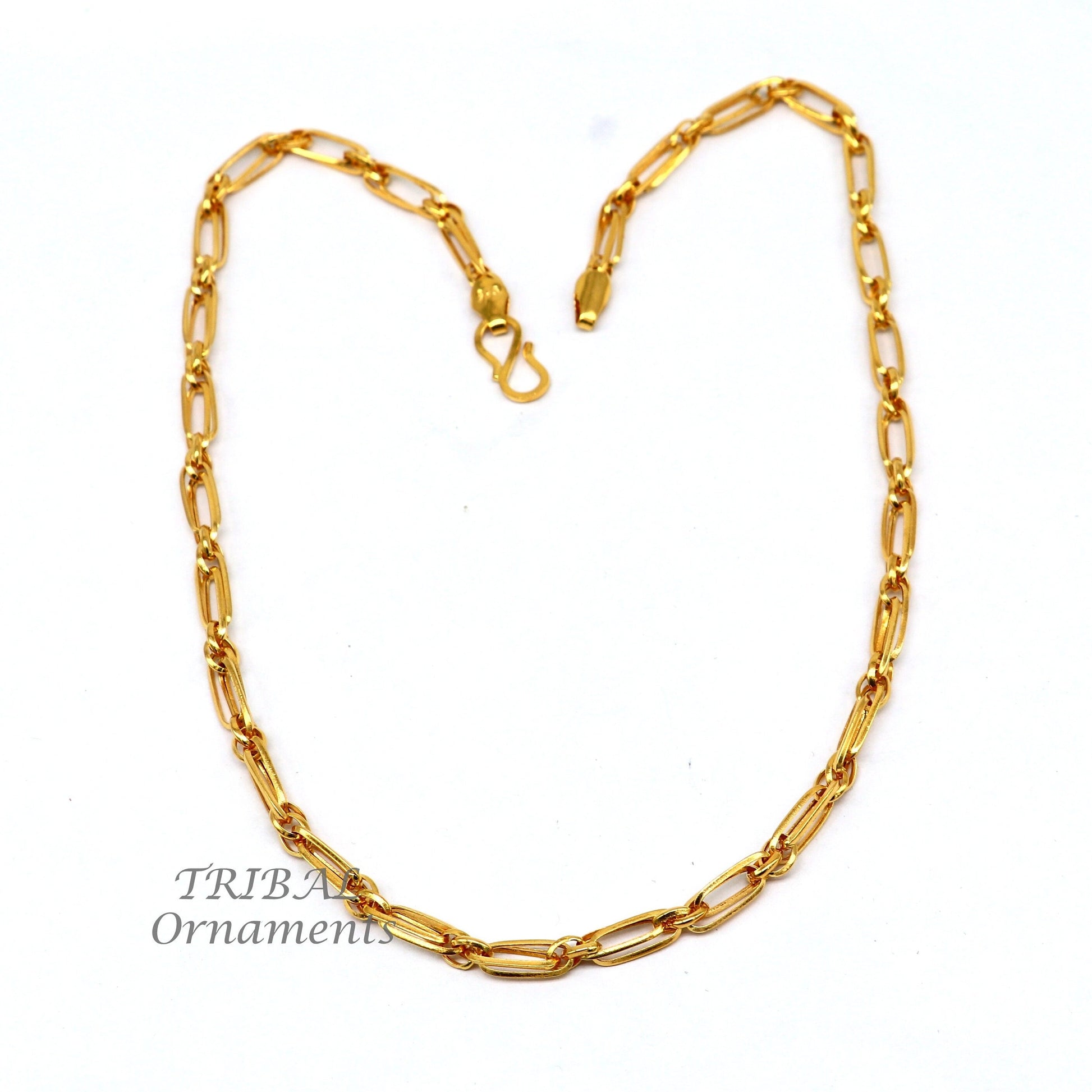 22k yellow gold handmade fabulous link chain necklace excellent gold chain certified best gifting unisex jewelry ch571 - TRIBAL ORNAMENTS