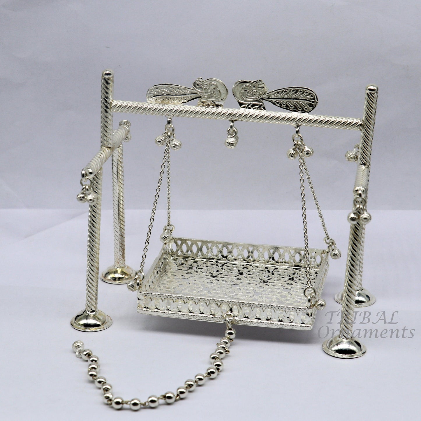 925 Sterling silver handmade Bal Gopala jhula, little Krishna swing, child krishan palana, silver Jhula, laddu Gopala jhula silver art su955 - TRIBAL ORNAMENTS