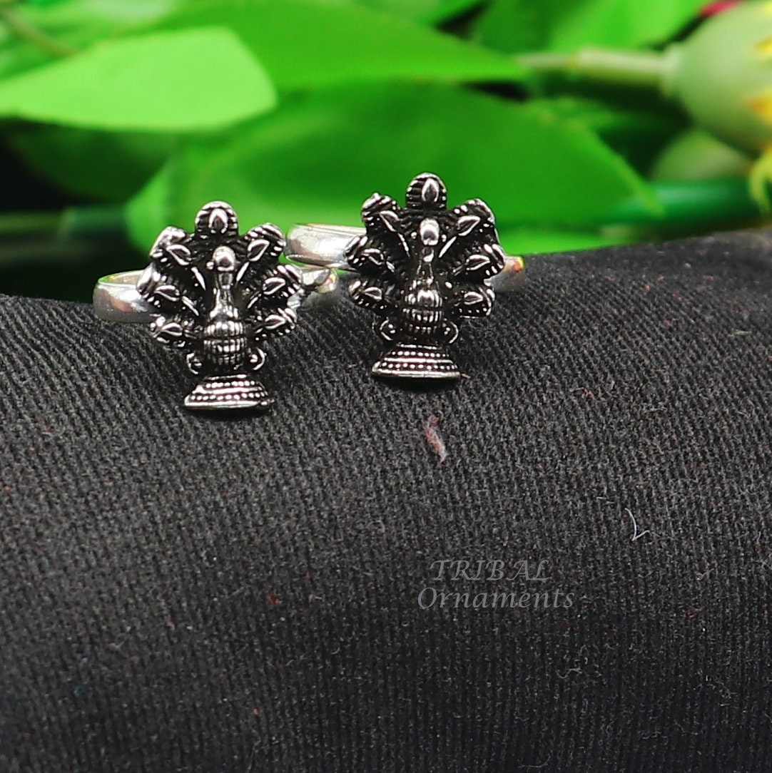 925 sterling silver handmade fabulous dancing peacock design toe ring band tribal belly dance vintage style ethnic jewelry ytr30 - TRIBAL ORNAMENTS