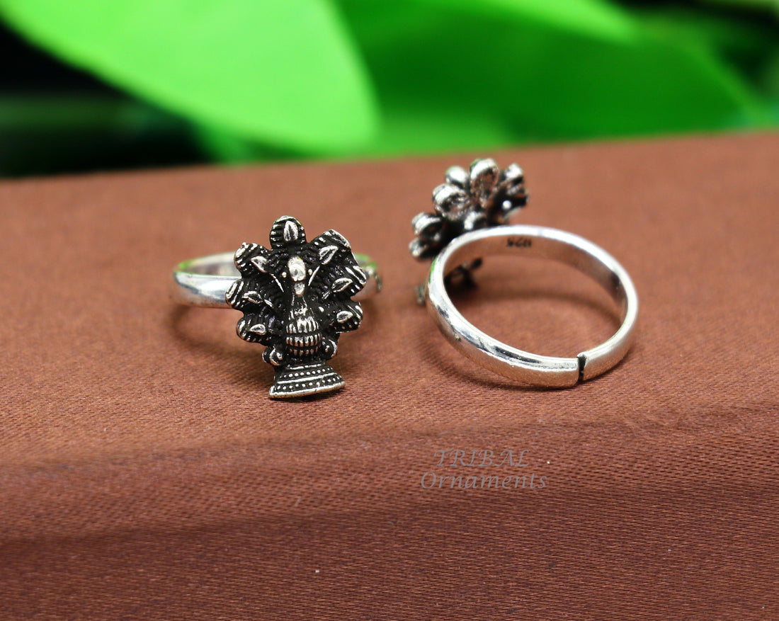 925 sterling silver handmade fabulous dancing peacock design toe ring band tribal belly dance vintage style ethnic jewelry ytr30 - TRIBAL ORNAMENTS