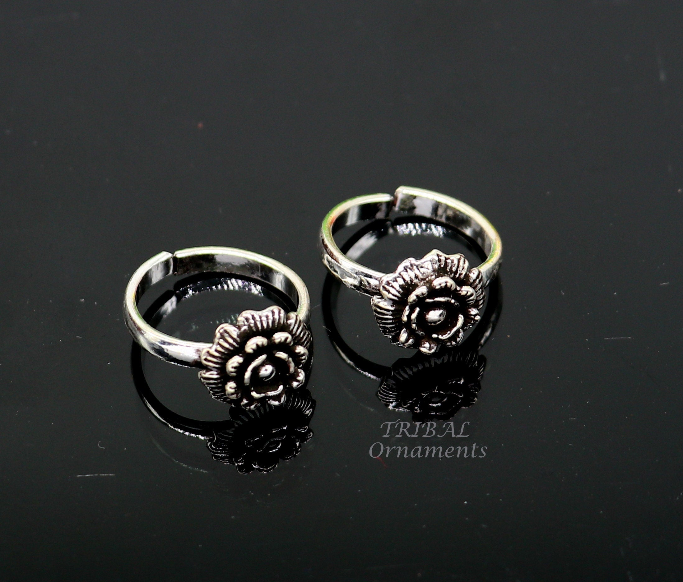 925 sterling silver handmade fabulous flower design toe ring band