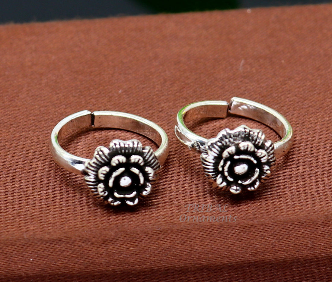 925 sterling silver handmade fabulous flower design toe ring band tribal belly dance vintage style ethnic brides jewelry ytr32 - TRIBAL ORNAMENTS