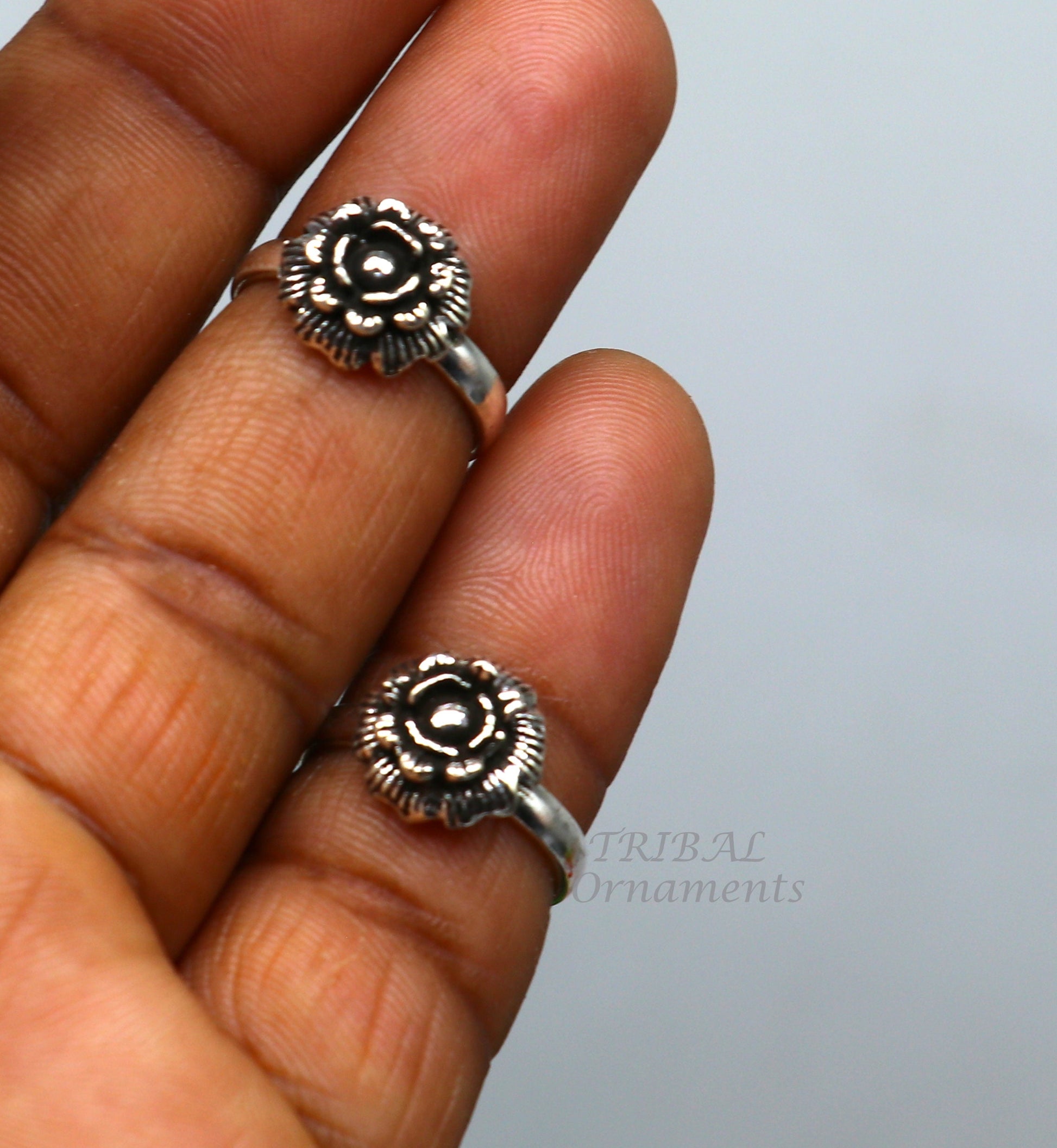 925 sterling silver handmade fabulous flower design toe ring band tribal belly dance vintage style ethnic brides jewelry ytr32 - TRIBAL ORNAMENTS