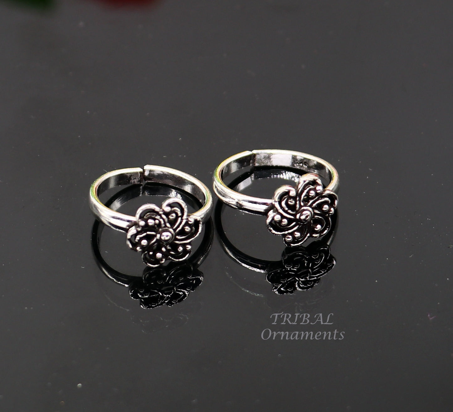 925 sterling silver handmade stylish flower design toe ring band tribal belly dance vintage style ethnic brides jewelry ytr36 - TRIBAL ORNAMENTS