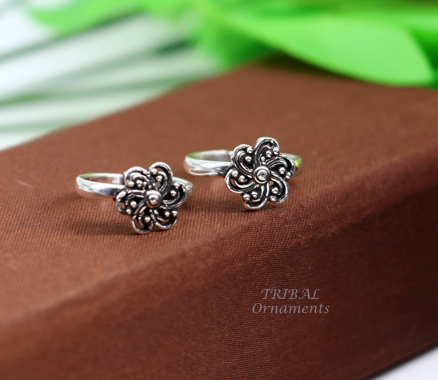 925 sterling silver handmade stylish flower design toe ring band tribal belly dance vintage style ethnic brides jewelry ytr36 - TRIBAL ORNAMENTS