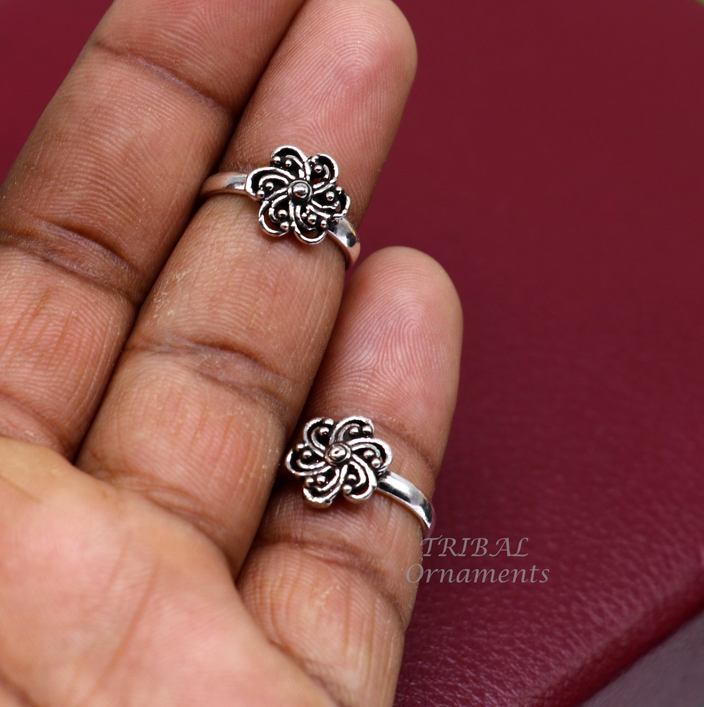 925 sterling silver handmade stylish flower design toe ring band tribal belly dance vintage style ethnic brides jewelry ytr36 - TRIBAL ORNAMENTS