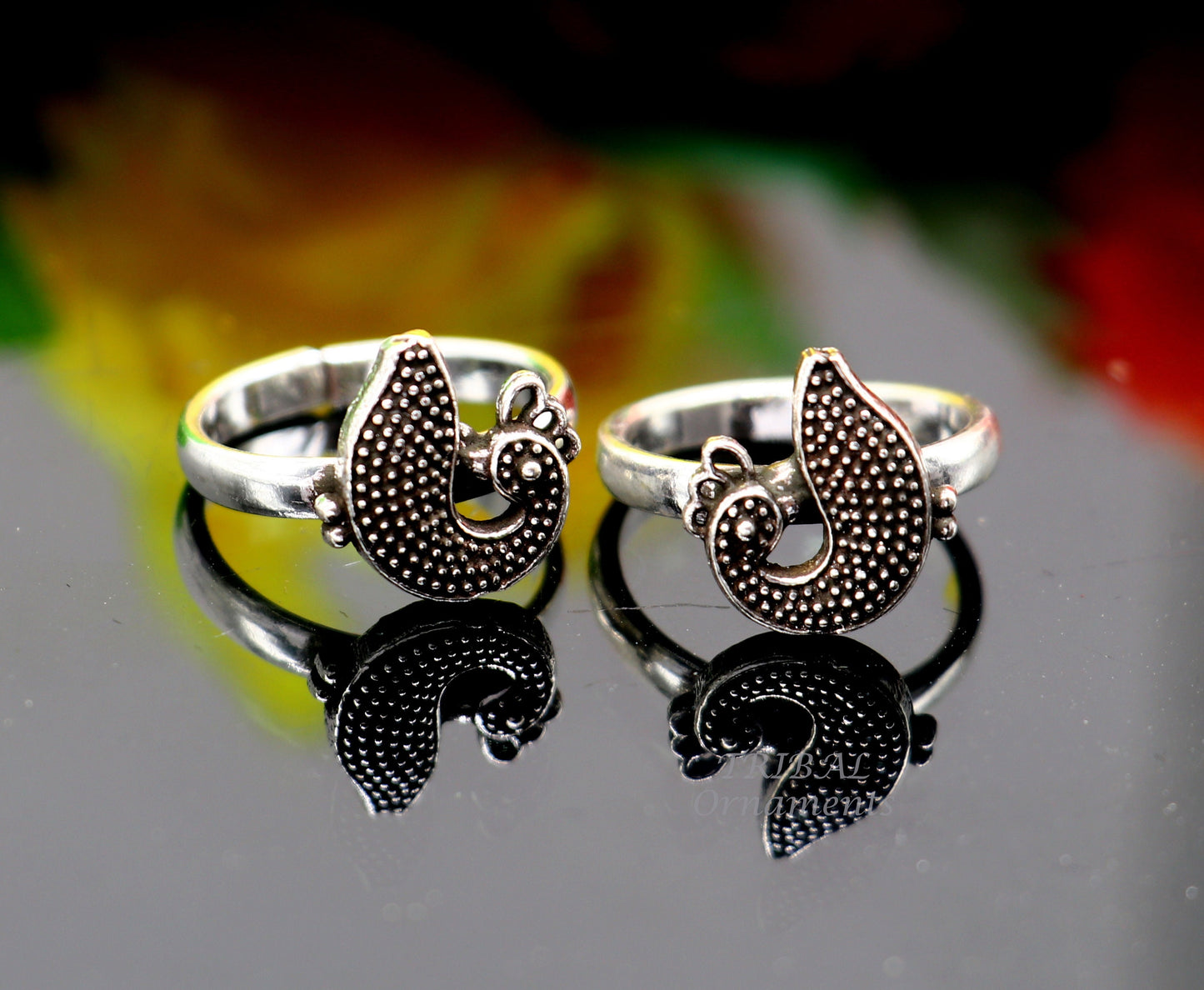 925 sterling silver handmade fabulous peacock design toe ring band tribal belly dance vintage style ethnic jewelry ytr38 - TRIBAL ORNAMENTS