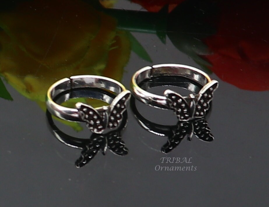 925 sterling silver handmade fabulous butterfly design toe ring band tribal belly dance vintage style ethnic jewelry ytr40 - TRIBAL ORNAMENTS