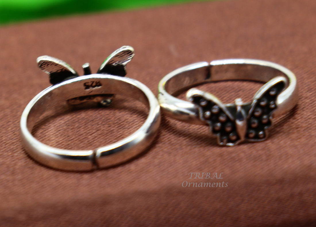 925 sterling silver handmade fabulous butterfly design toe ring band tribal belly dance vintage style ethnic jewelry ytr40 - TRIBAL ORNAMENTS