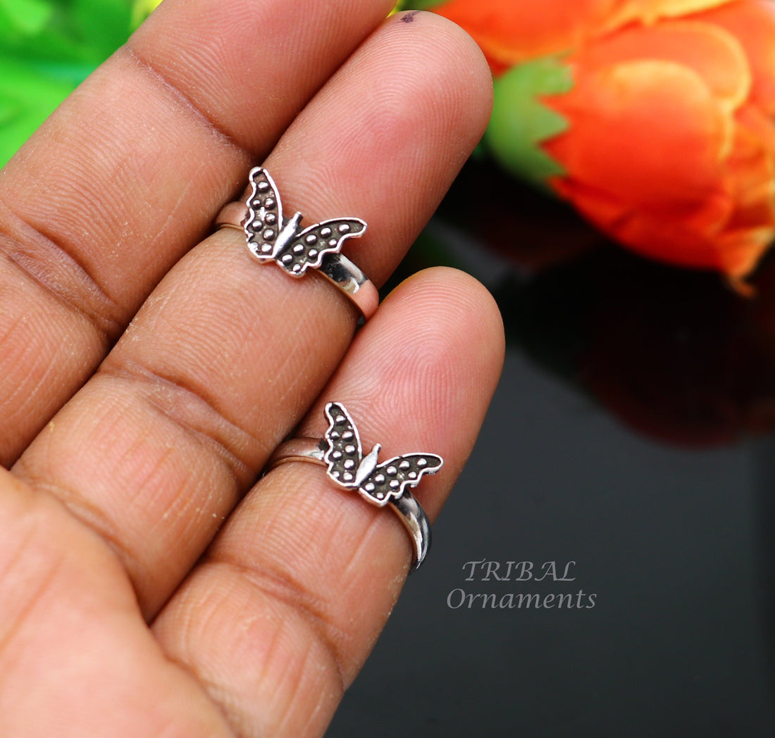 925 sterling silver handmade fabulous butterfly design toe ring band tribal belly dance vintage style ethnic jewelry ytr40 - TRIBAL ORNAMENTS