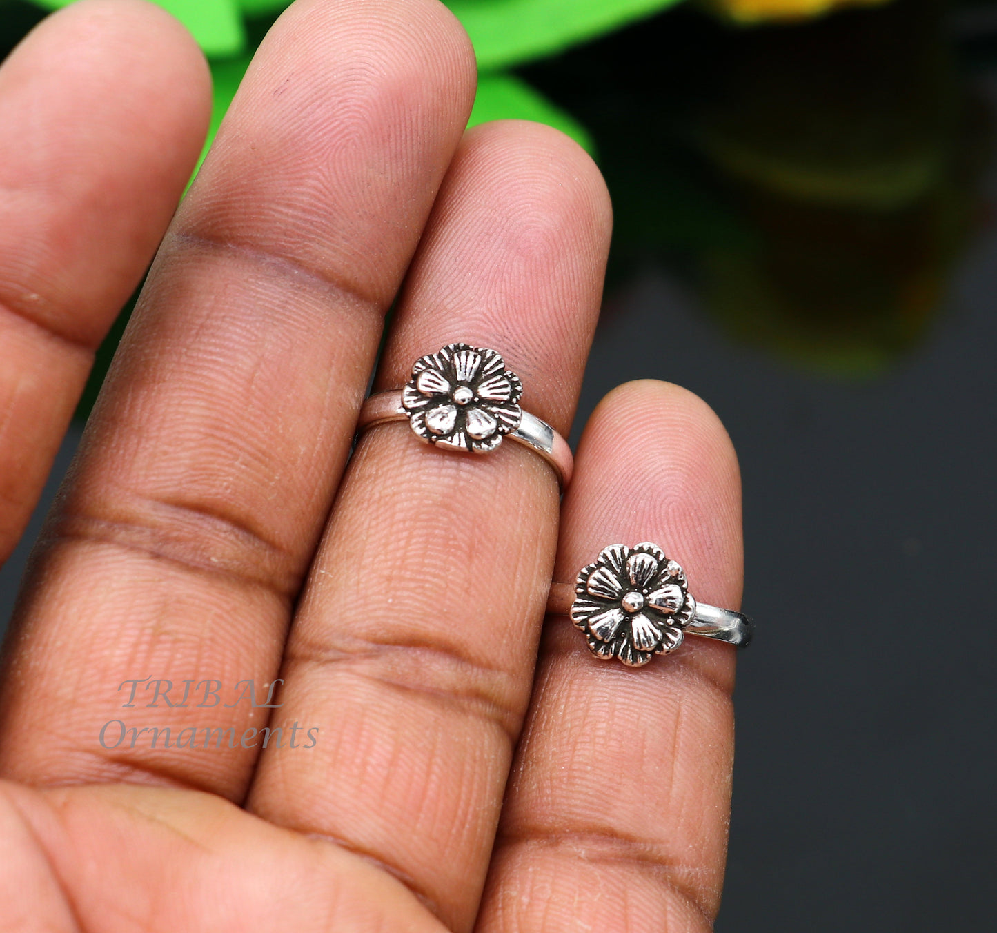 925 sterling silver excellent vintage floral design handmade toe ring, toe band stylish modern women's brides jewelry from india ytr41 - TRIBAL ORNAMENTS