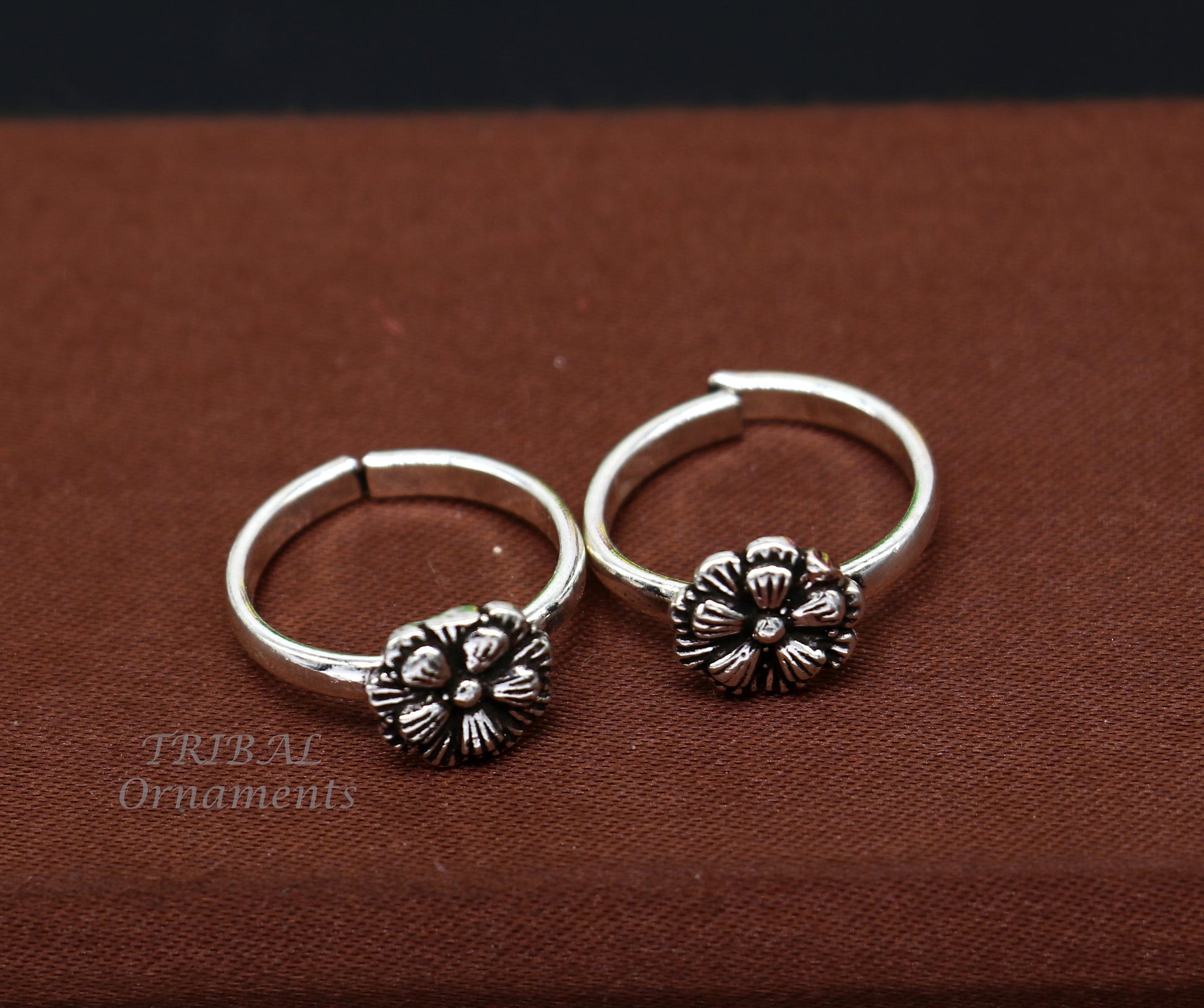 925 sterling silver excellent vintage floral design handmade toe ring, toe band stylish modern women's brides jewelry from india ytr41 - TRIBAL ORNAMENTS