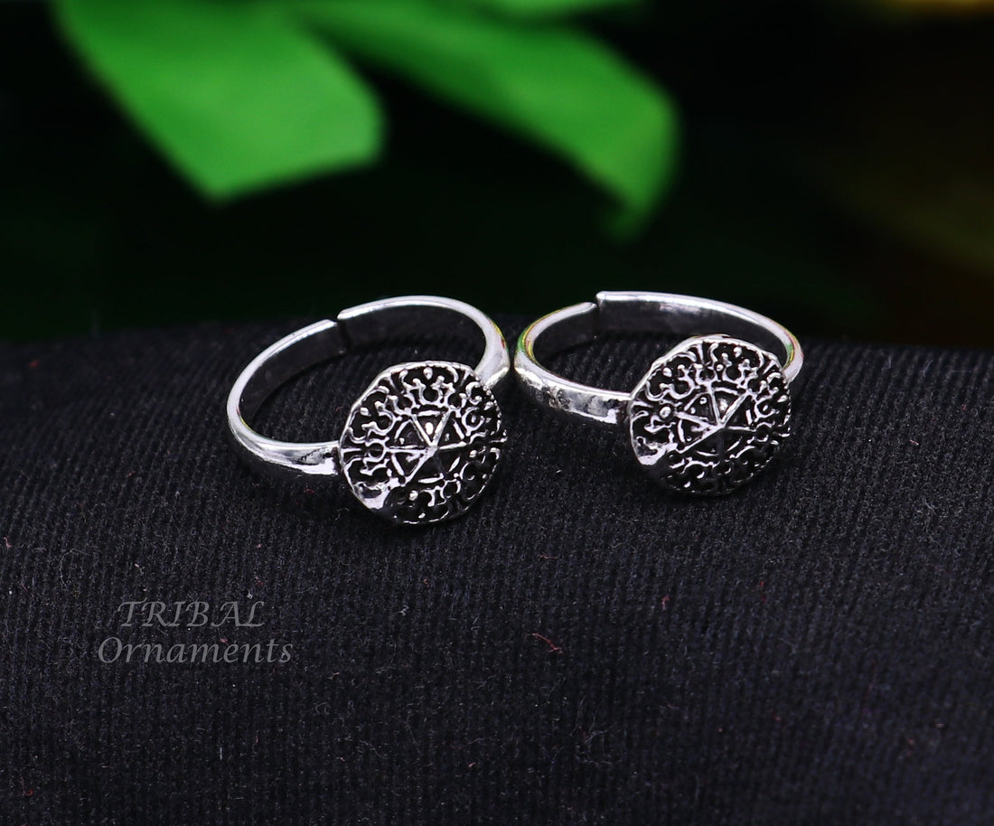 925 sterling silver elegant floral design handmade toe ring, toe band stylish modern women's brides jewelry, india traditional jewelry ytr45 - TRIBAL ORNAMENTS