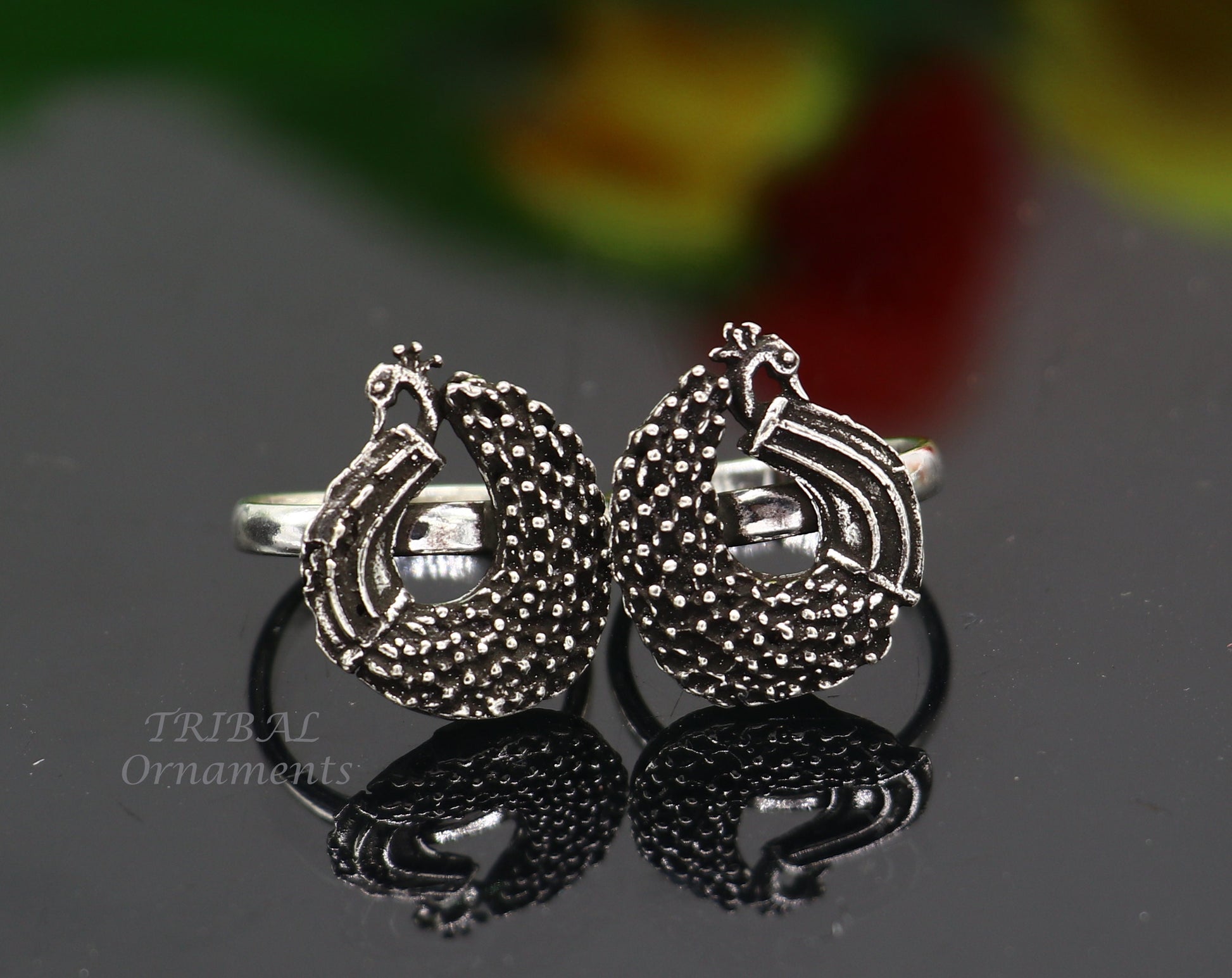 925 sterling silver elegant peacock design handmade toe ring, toe band stylish women's brides jewelry, india traditional jewelry ytr46 - TRIBAL ORNAMENTS