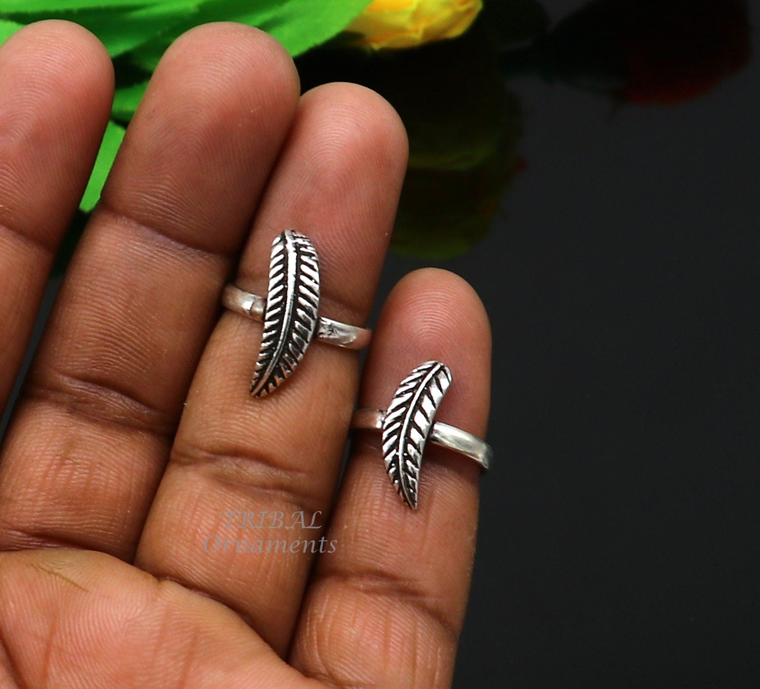 925 sterling silver amazing leaf design handmade toe ring, toe band stylish modern women's brides jewelry, india traditional jewelry ytr47 - TRIBAL ORNAMENTS