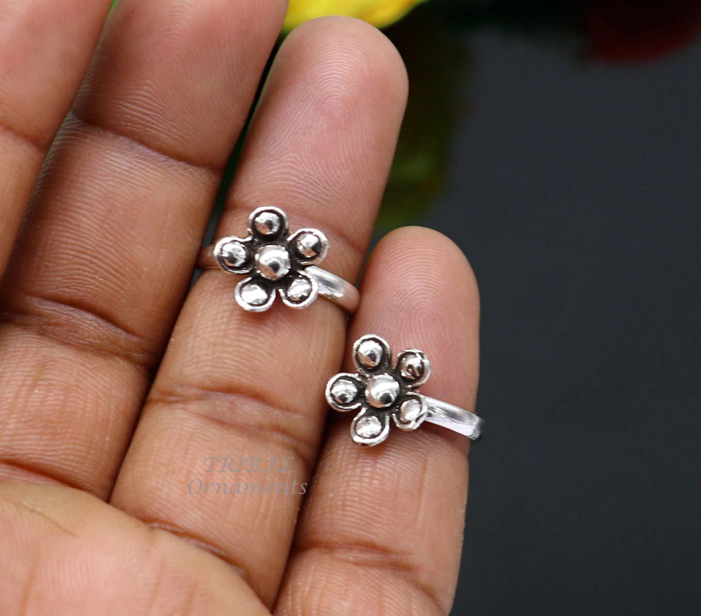 925 sterling silver amazing flower design handmade toe ring, toe band stylish modern women's brides jewelry, india traditional jewelry ytr48 - TRIBAL ORNAMENTS