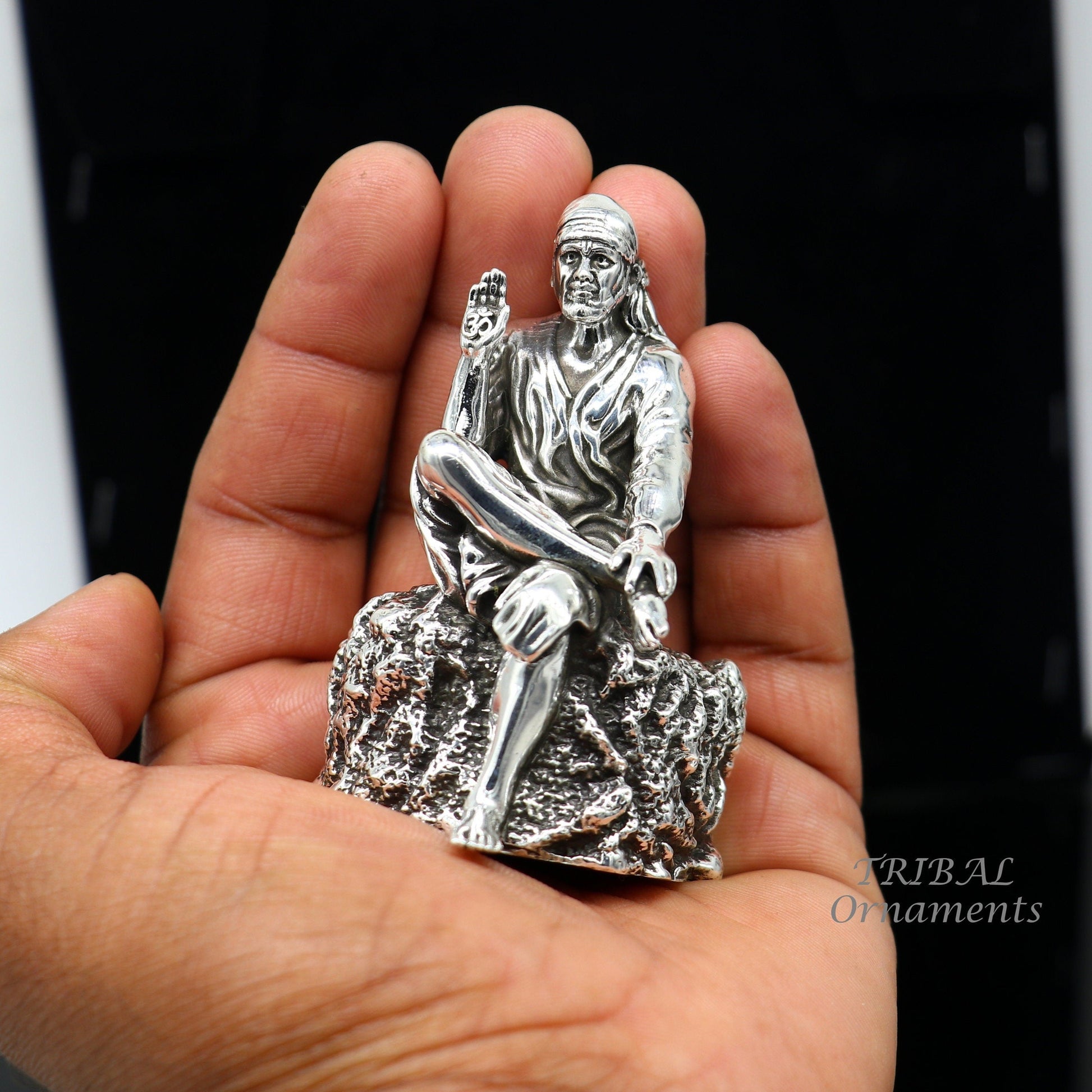 3" 925 sterling silver handmade Divine Hindu idol deity Sai Baba statue murti divine Statue Sculpture figurine puja article gifting art576 - TRIBAL ORNAMENTS