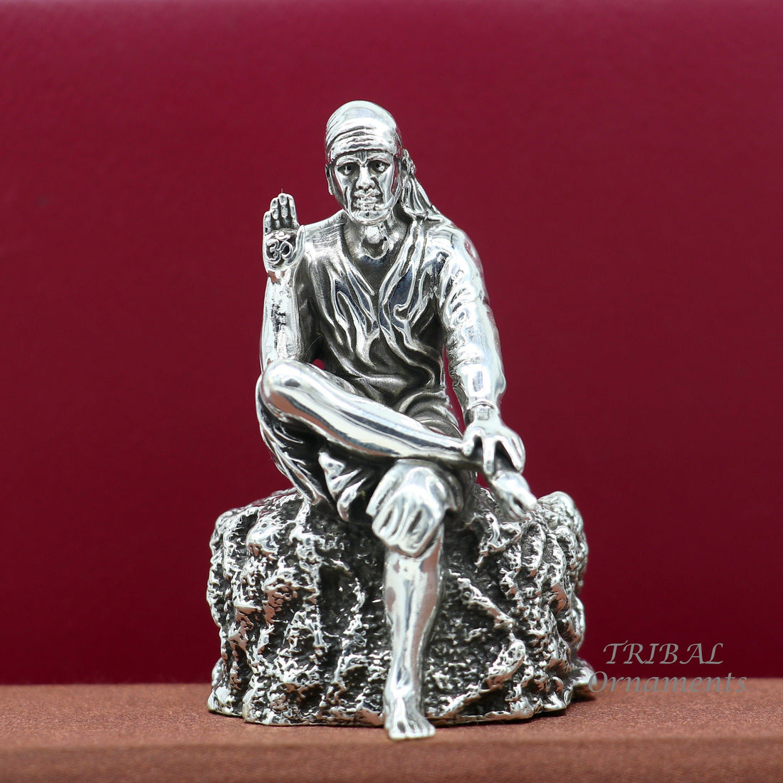 3" 925 sterling silver handmade Divine Hindu idol deity Sai Baba statue murti divine Statue Sculpture figurine puja article gifting art576 - TRIBAL ORNAMENTS