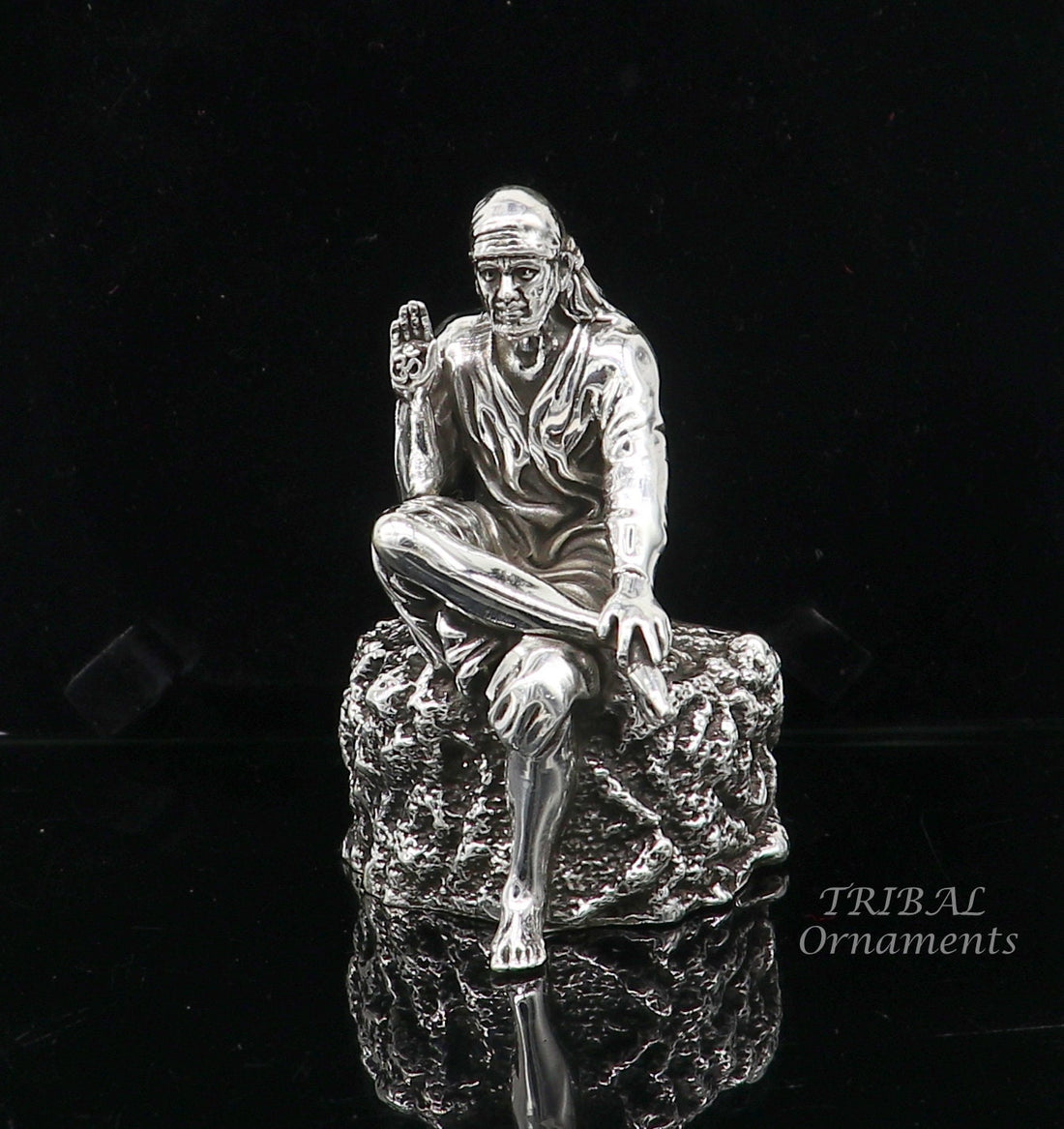 3" 925 sterling silver handmade Divine Hindu idol deity Sai Baba statue murti divine Statue Sculpture figurine puja article gifting art576 - TRIBAL ORNAMENTS