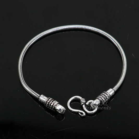 2mm 925 sterling silver handmade amazing snake chain flexible unisex bracelet vintage style jewelry from Rajasthan india sbr414 - TRIBAL ORNAMENTS
