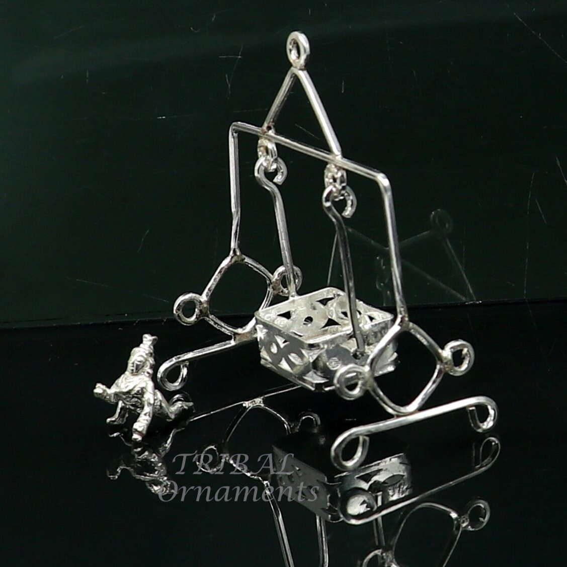 925 sterling silver handmade light weight Laddu Gopala jhula, Krishna swing, child krishna palana, silver jhula, laddu gopal jhula su957 - TRIBAL ORNAMENTS