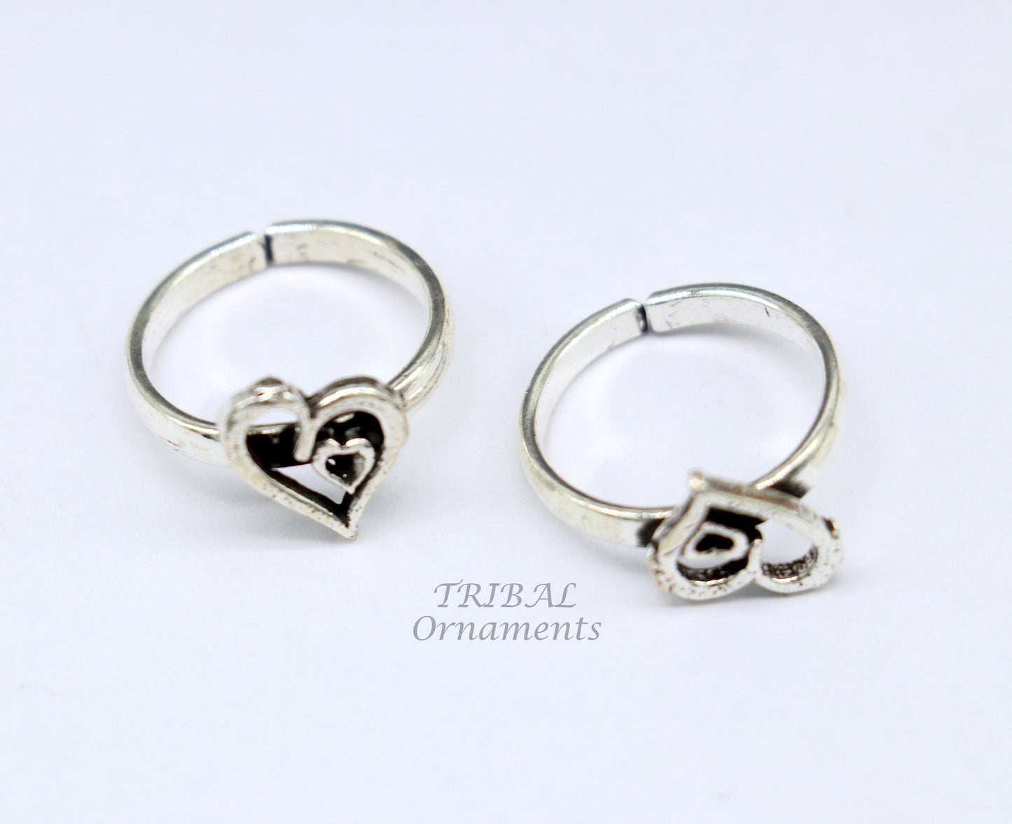 925 sterling silver gorgeous heart design handmade toe ring, toe band stylish women's brides jewelry, india traditional jewelry ytr52 - TRIBAL ORNAMENTS