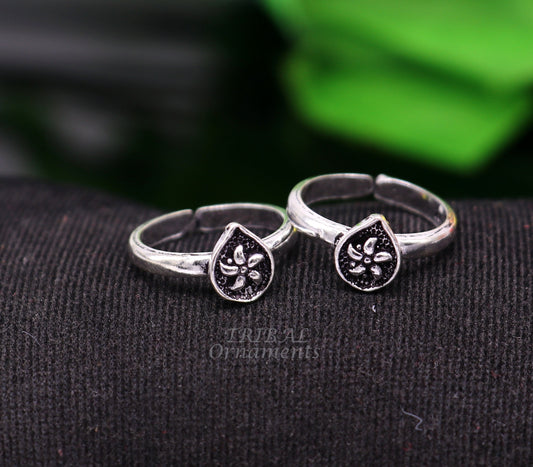 925 sterling silver handmade unique classical floral design vintage tribal ethnic toe ring best brides gifting jewelry ytr71 - TRIBAL ORNAMENTS